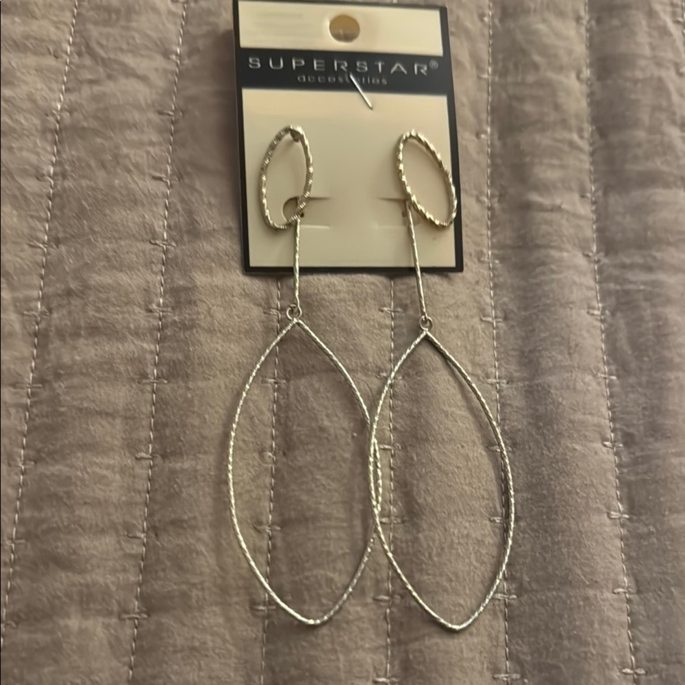 Superstar Silver Oval Dangle Earrings